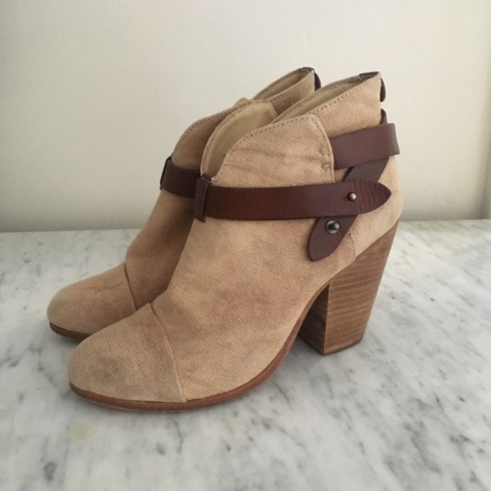 Rag And Bone Harrow Ankle Booties Camel Canvas - image 1